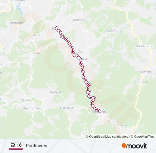 Percorso linea bus 16