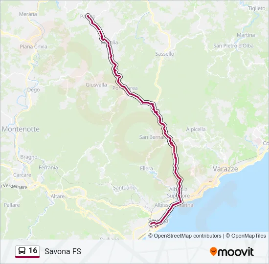 16 Bus Line Map