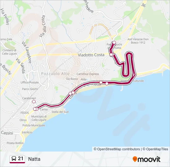 21 Bus Line Map