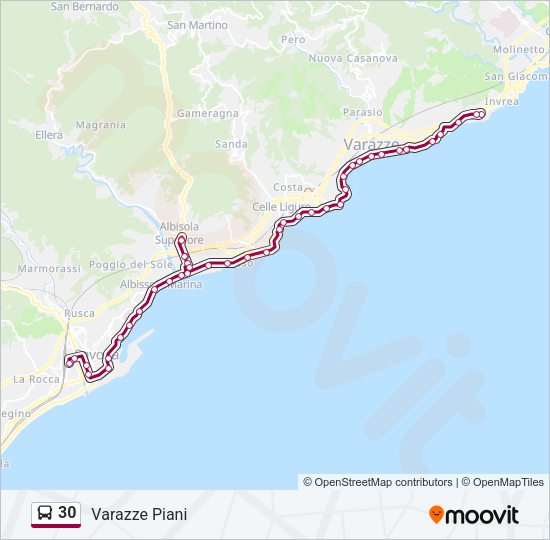 Percorso linea bus 30