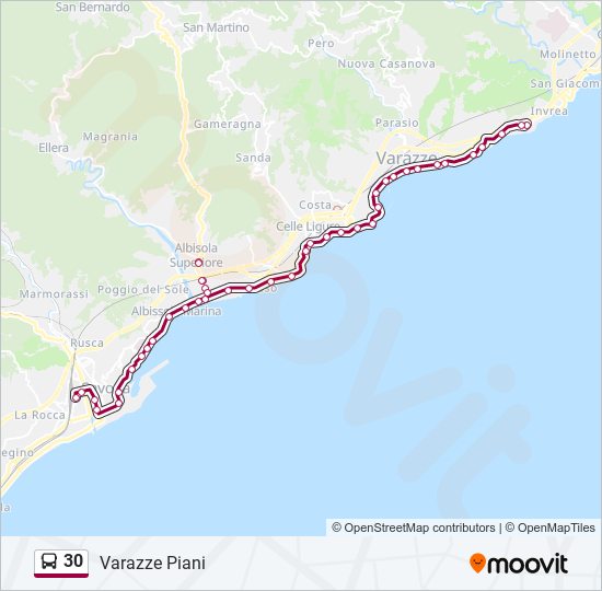 Percorso linea bus 30