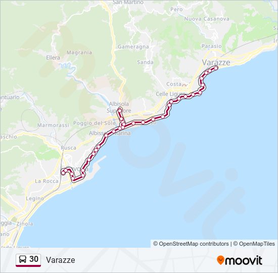 30 bus Line Map