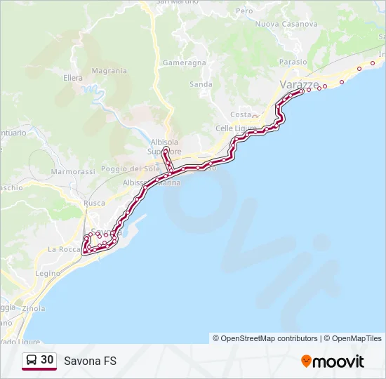 Percorso linea bus 30