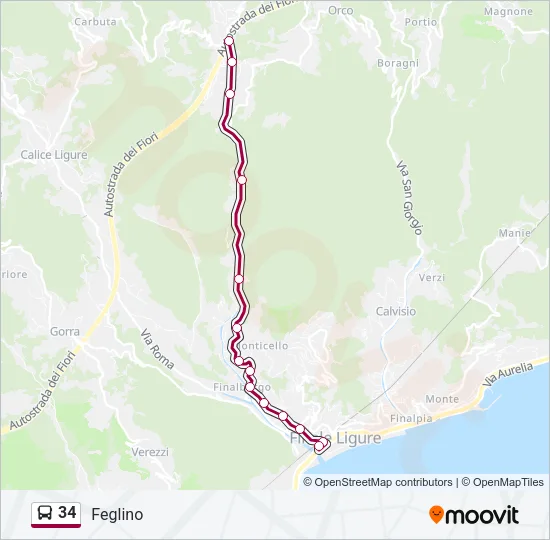 34 Bus Line Map