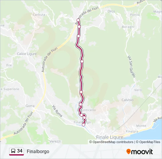 34 Bus Line Map