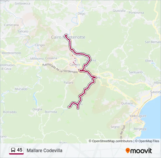 45 Bus Line Map