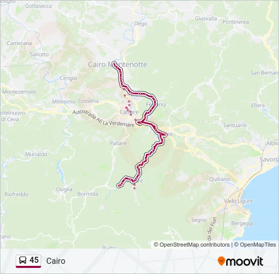 45 Bus Line Map