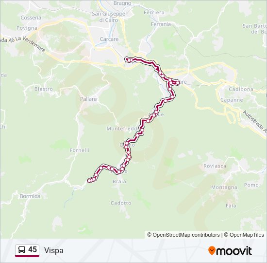 Percorso linea bus 45