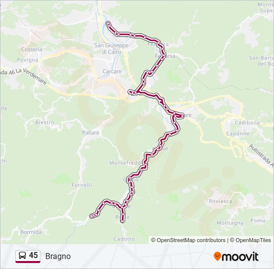 45 bus Line Map