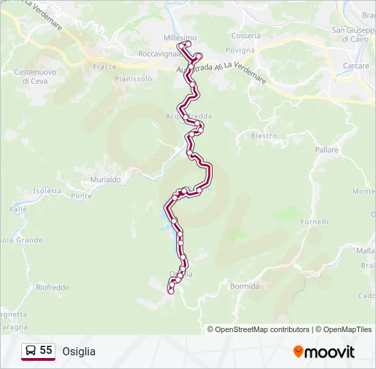 55 Bus Line Map