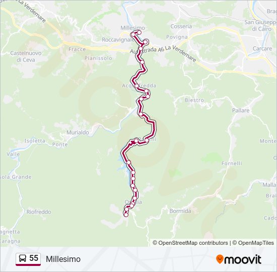 55 bus Line Map