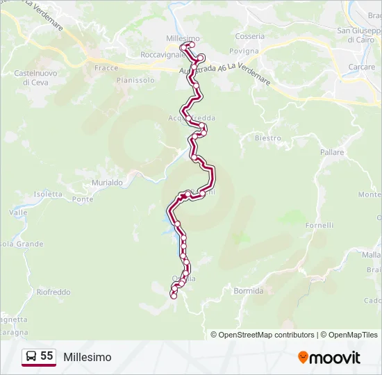 55 Bus Line Map