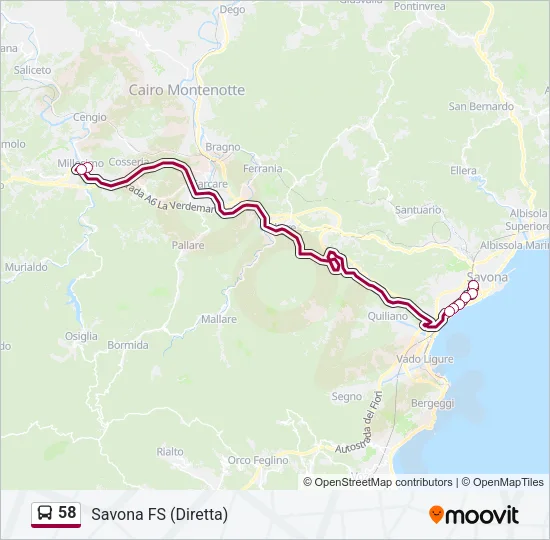 58 Bus Line Map