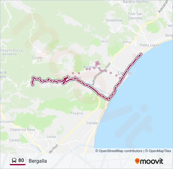 80 Bus Line Map