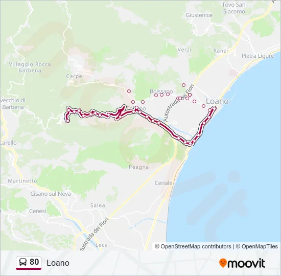 80 Bus Line Map