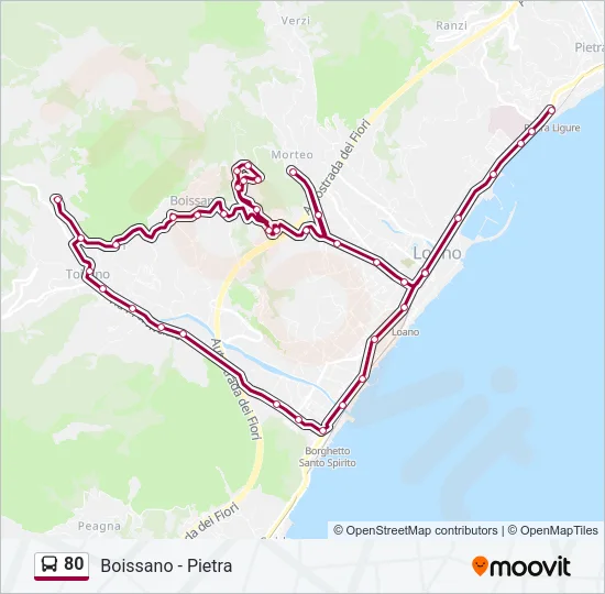 80 Bus Line Map