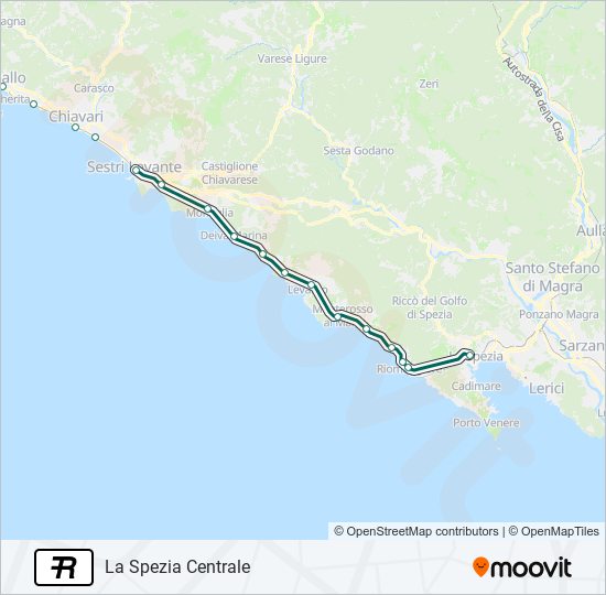 Percorso linea treno R