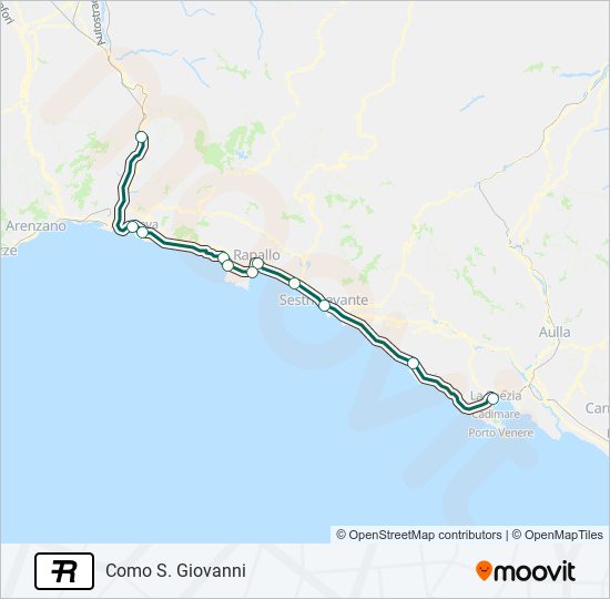 Percorso linea treno R