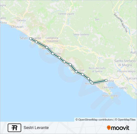 Percorso linea treno R