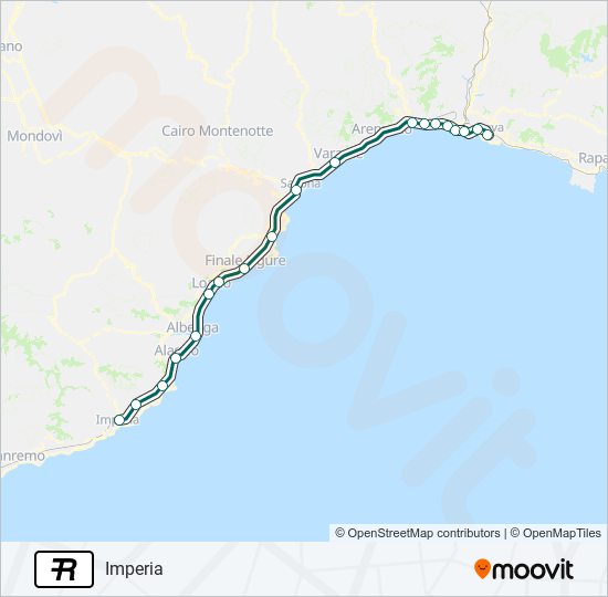 Percorso linea treno R