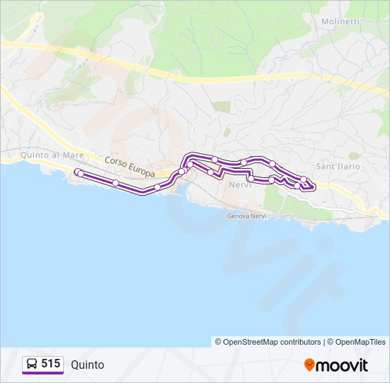 Percorso linea bus 515
