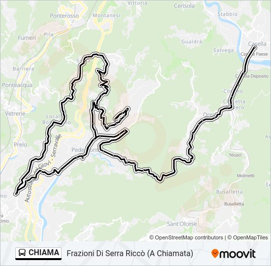 Percorso linea bus CHIAMA