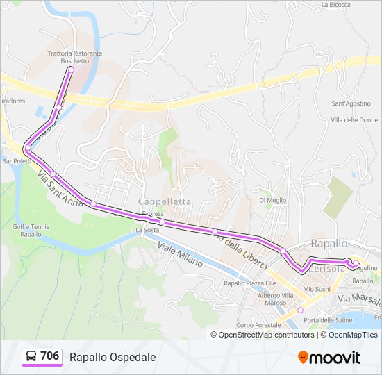 Percorso linea bus 706