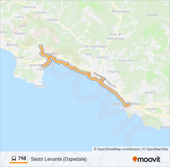Percorso linea bus 798