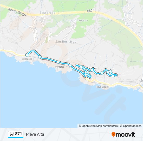 Percorso linea bus 871
