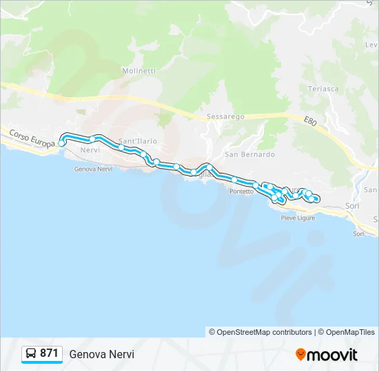 871 Bus Line Map