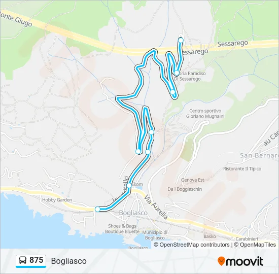 875 Bus Line Map
