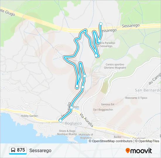 875 Bus Line Map