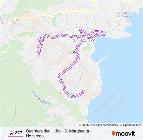 Percorso linea bus 877