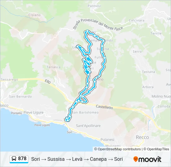 878 Bus Line Map