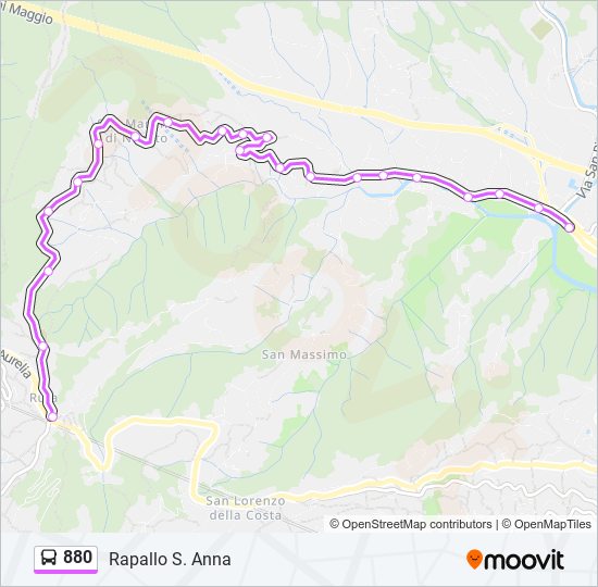 Percorso linea bus 880