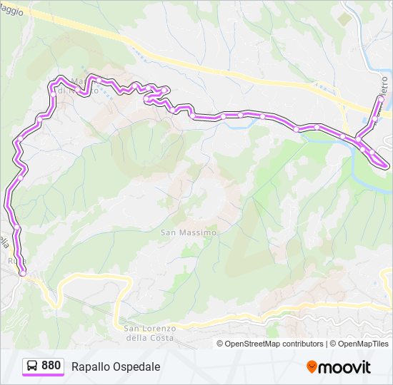 Percorso linea bus 880