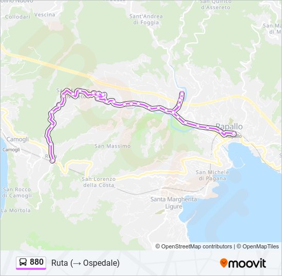 880 bus Line Map