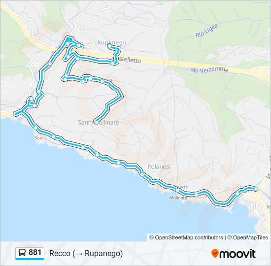 Percorso linea bus 881