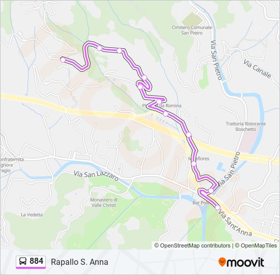 Percorso linea bus 884