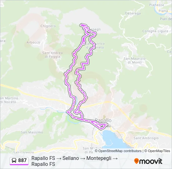 Percorso linea bus 887