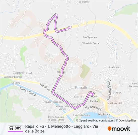 889 Bus Line Map