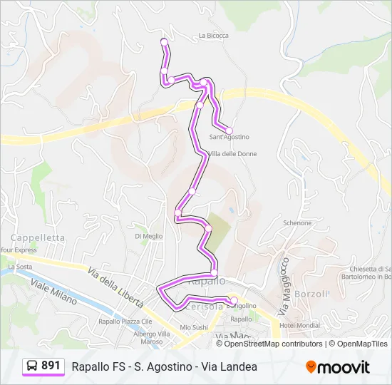 891 Bus Line Map