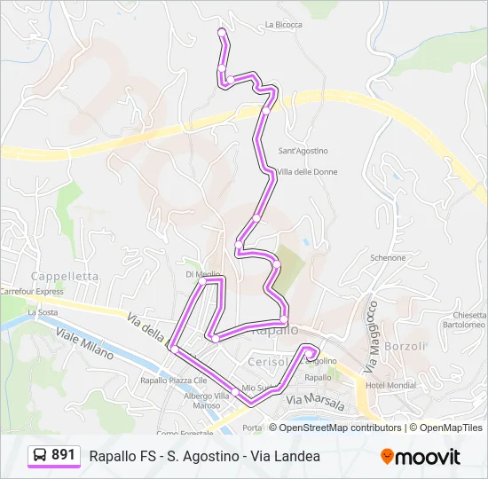 891 Bus Line Map