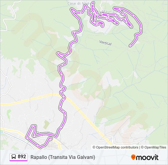Percorso linea bus 892