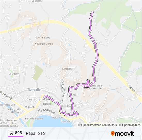 Percorso linea bus 893