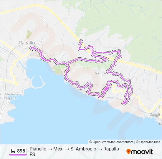 895 Bus Line Map
