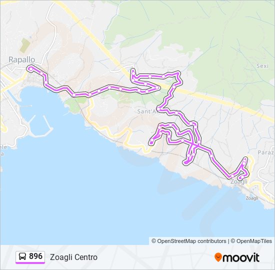 Percorso linea bus 896