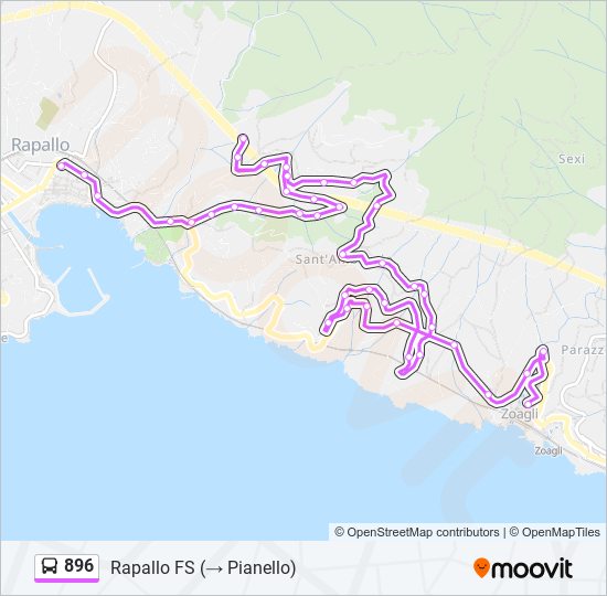 Percorso linea bus 896