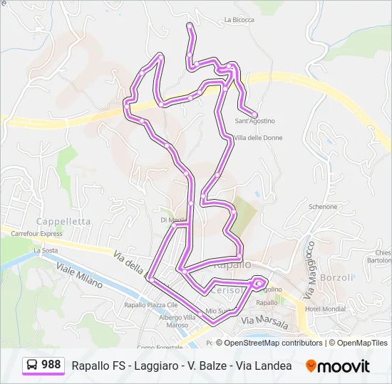988 Bus Line Map