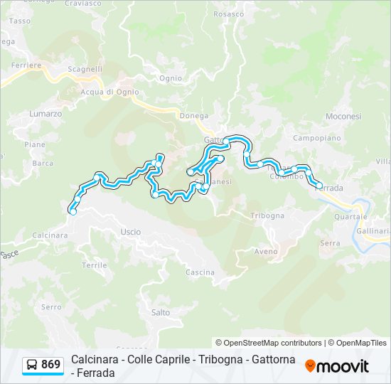 Percorso linea bus 869
